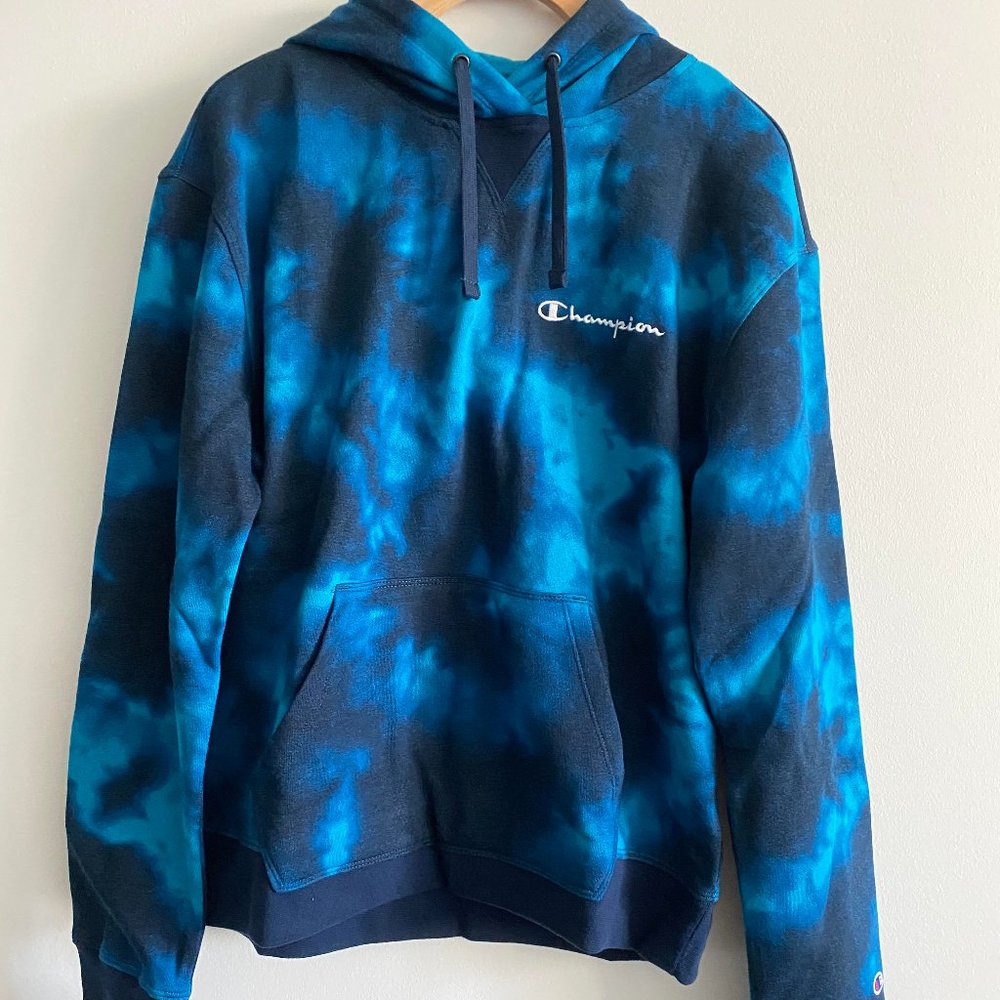 Champion French Terry Hoodie Script Logo Tie Dye